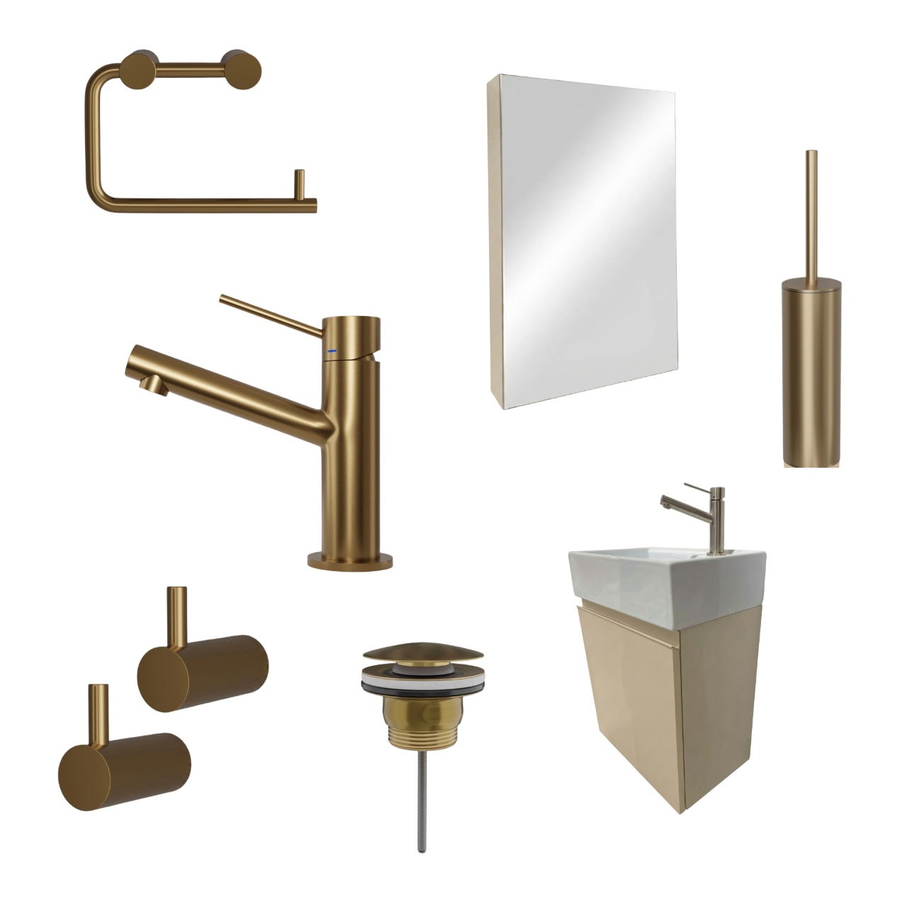 Milano Sahara 45 cm Badeværelsespakke – Badmøbel, Spejlskab & Scandtap