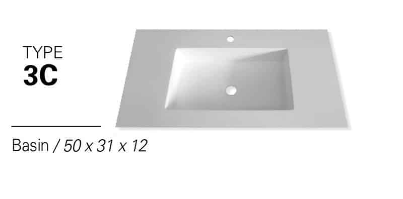 Vask type - 1606mm bordplade center (3C)