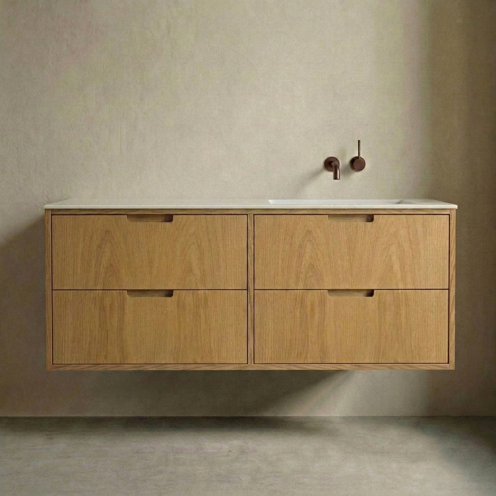 ALMA 3904 Snedker Badmøbel - Eg Naturolieret - 140 x 50 cm - HØJRE