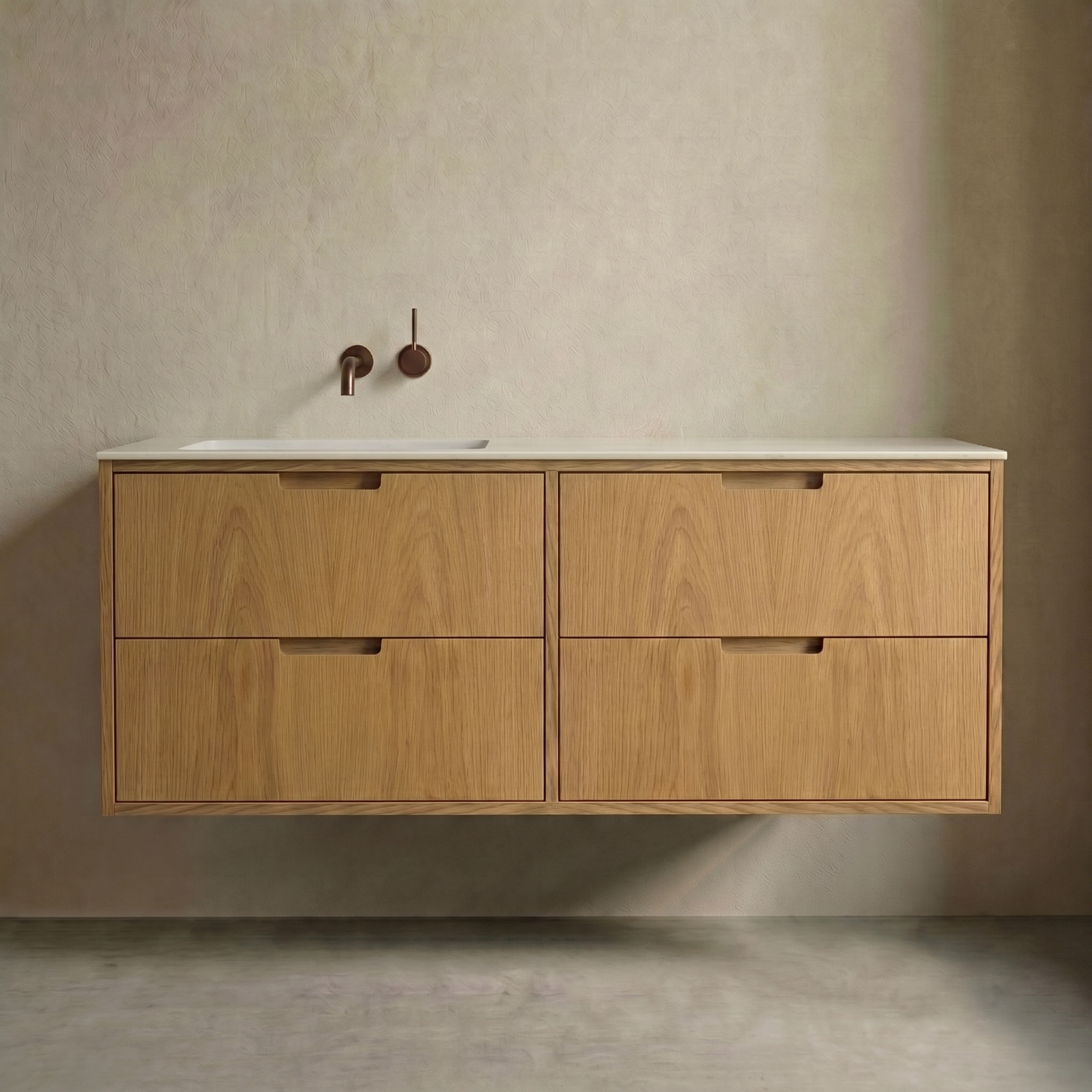 ALMA 3904 Snedker Badmøbel - Eg Naturolieret - 140 x 50 cm - VENSTRE
