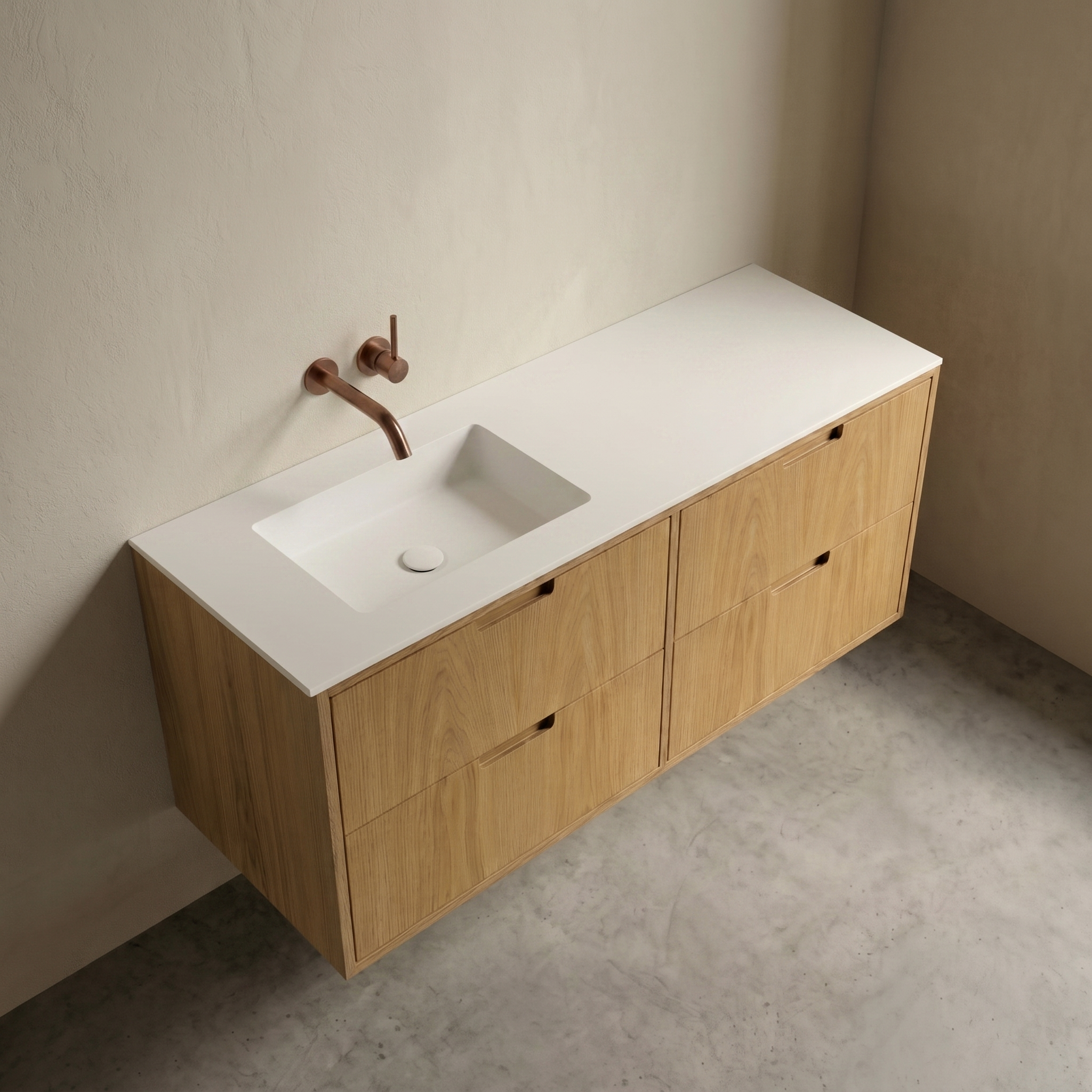 ALMA 3904 Snedker Badmøbel - Eg Naturolieret - 140 x 50 cm - VENSTRE