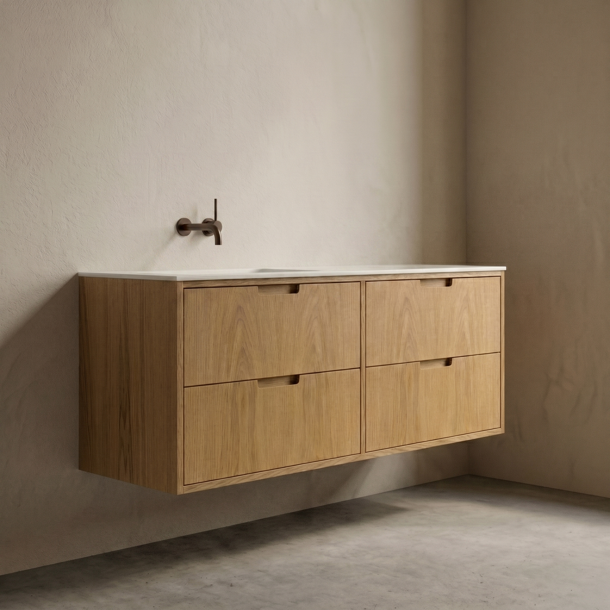 ALMA 3904 Snedker Badmøbel - Eg Naturolieret - 140 x 50 cm - VENSTRE