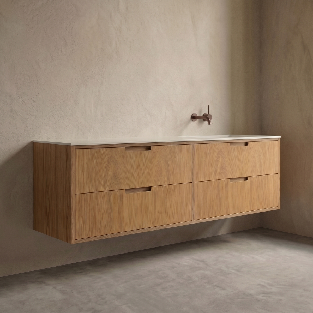 ALMA 3908 Snedker Badmøbel - Eg Naturolieret - 160 x 50 cm - VENSTRE