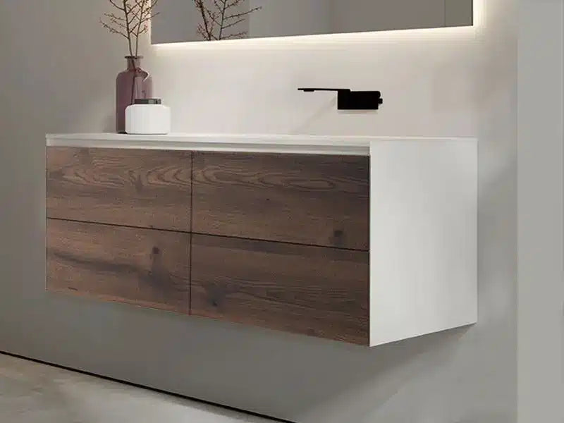 Antico vaskeskab 140 cm med 4 skuffer og inkl. vask - VENSTRE