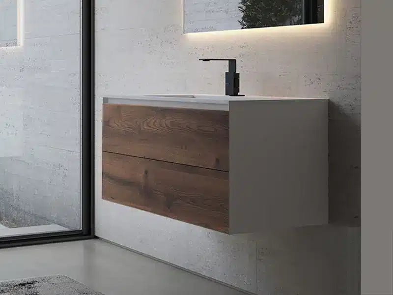 Wood on White Antico 90 cm med 2 skuffer og inkl. vask