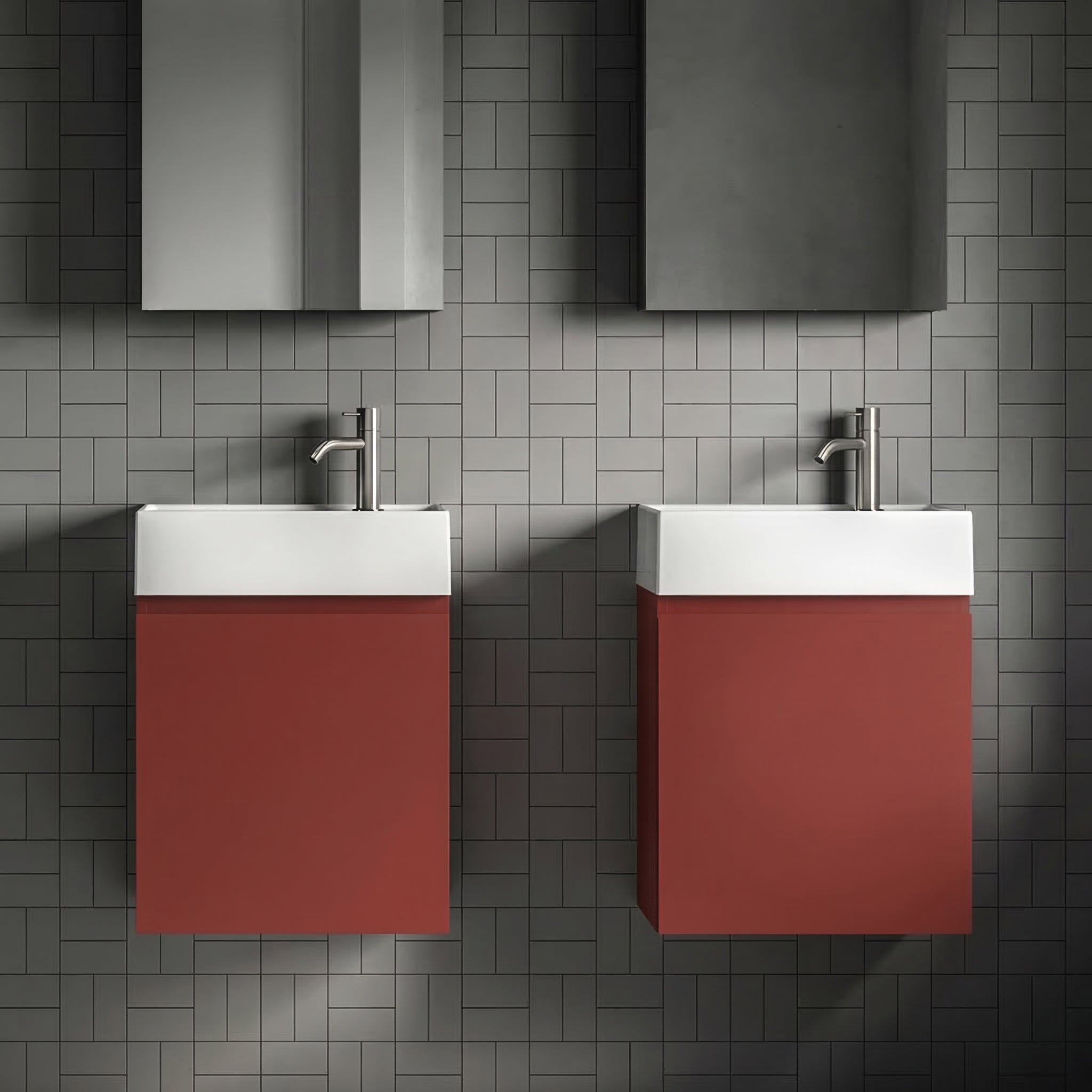 Milano Rosso Cuoio 45 cm Badeværelsespakke – Badmøbel, Spejlskab & Scandtap