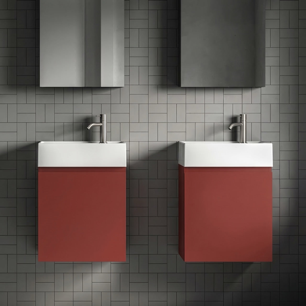 Milano Rosso Cuoio 45 cm Badeværelsespakke – Badmøbel, Spejlskab & Scandtap