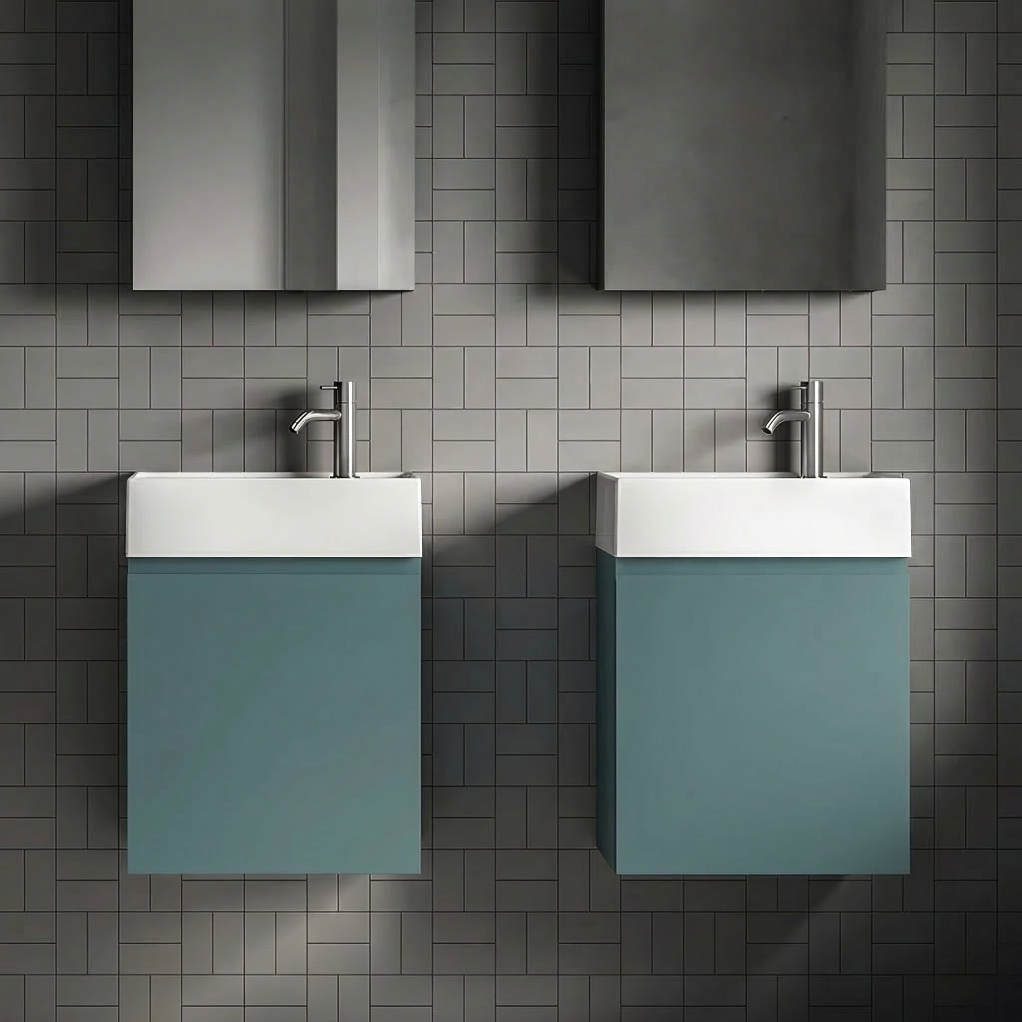 Milano Blu Acciaio 45 cm Badeværelsespakke – Badmøbel, Spejlskab & Scandtap