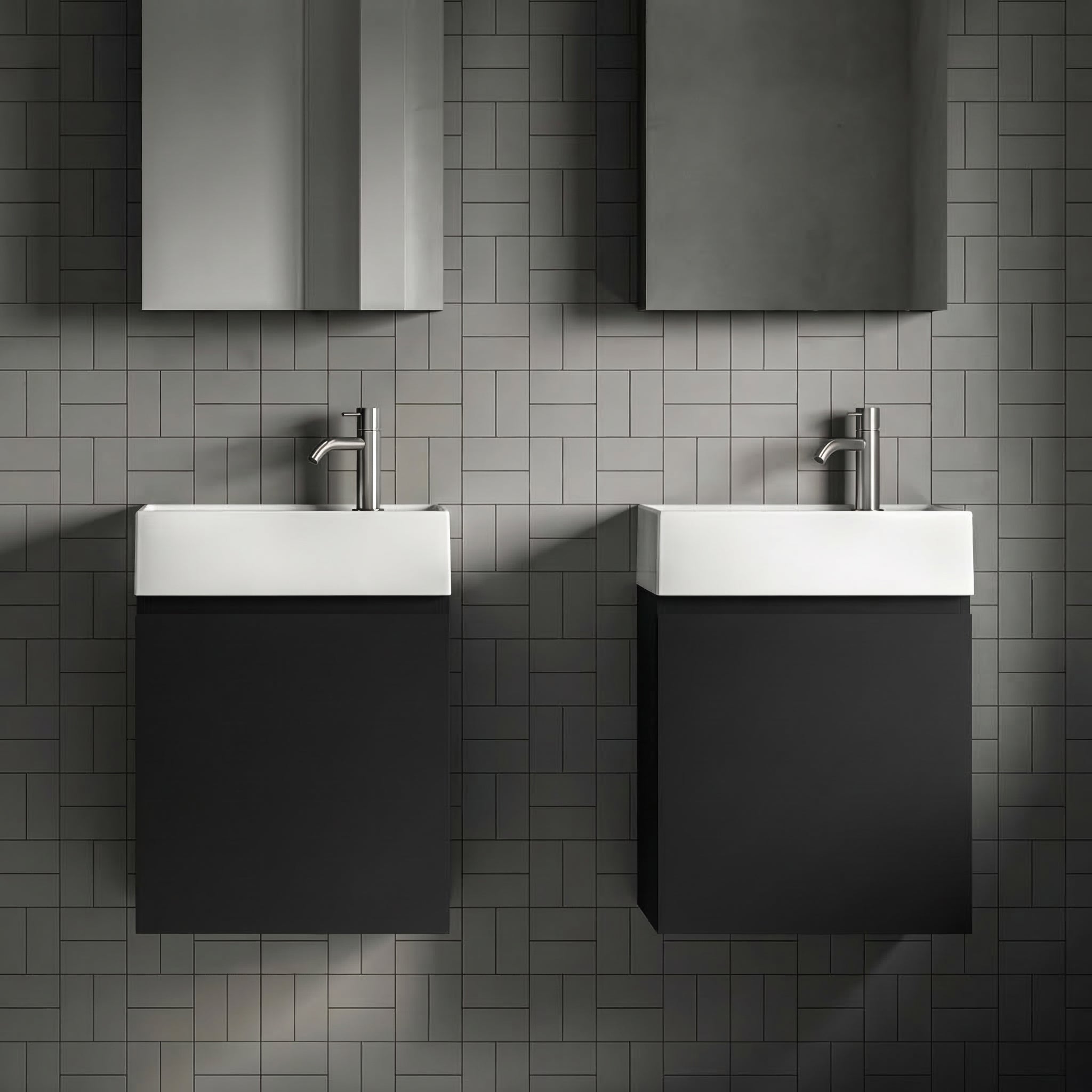 Milano Nero 45 cm Badeværelsespakke – Badmøbel, Spejlskab & Scandtap