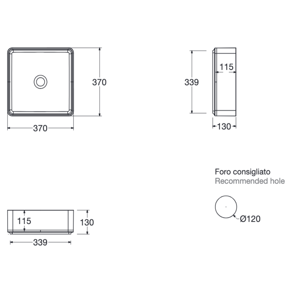 RIVA04 bordstående vask – L: 37 cm