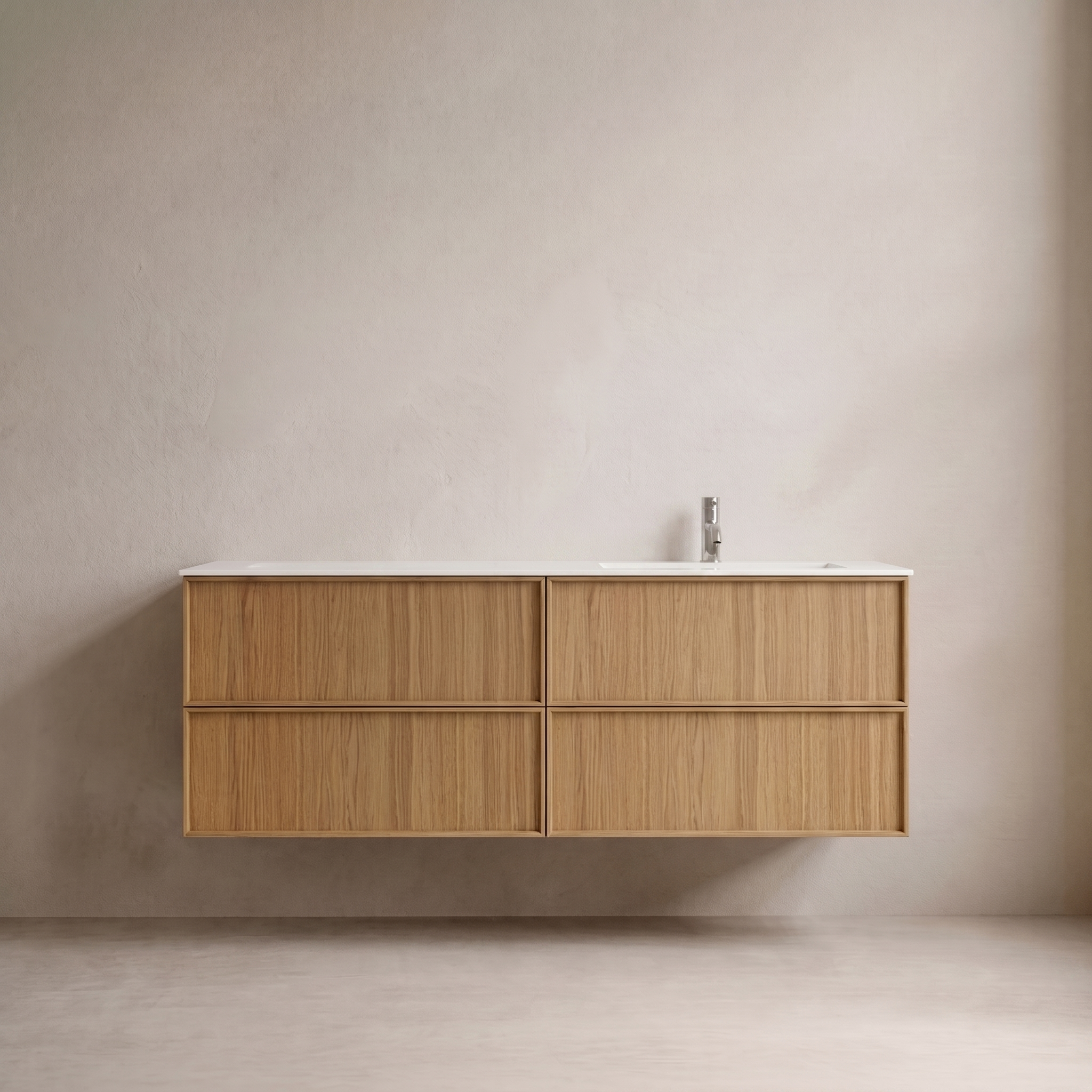 Shaker Badmøbel i Eg, 140 cm - Vask Højre