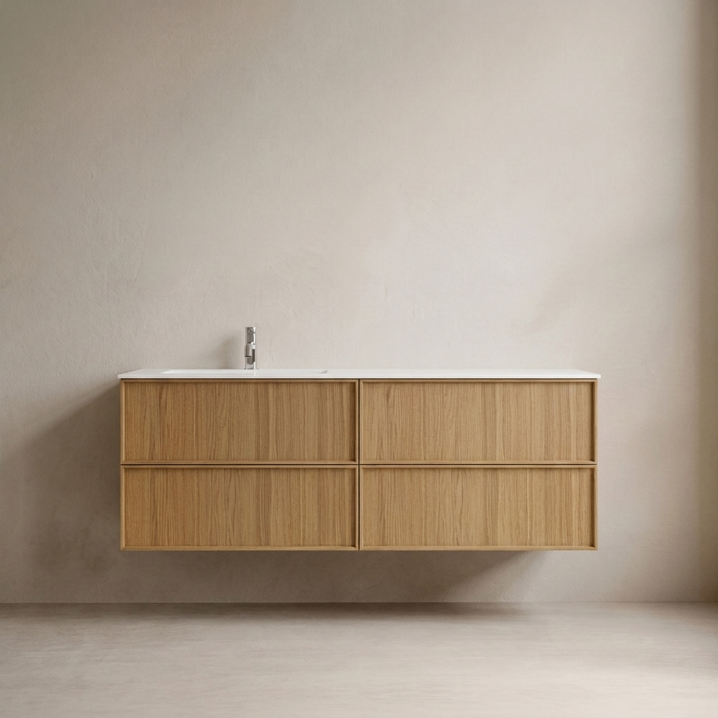 Shaker Badmøbel i Eg, 140 cm - Vask Venstre