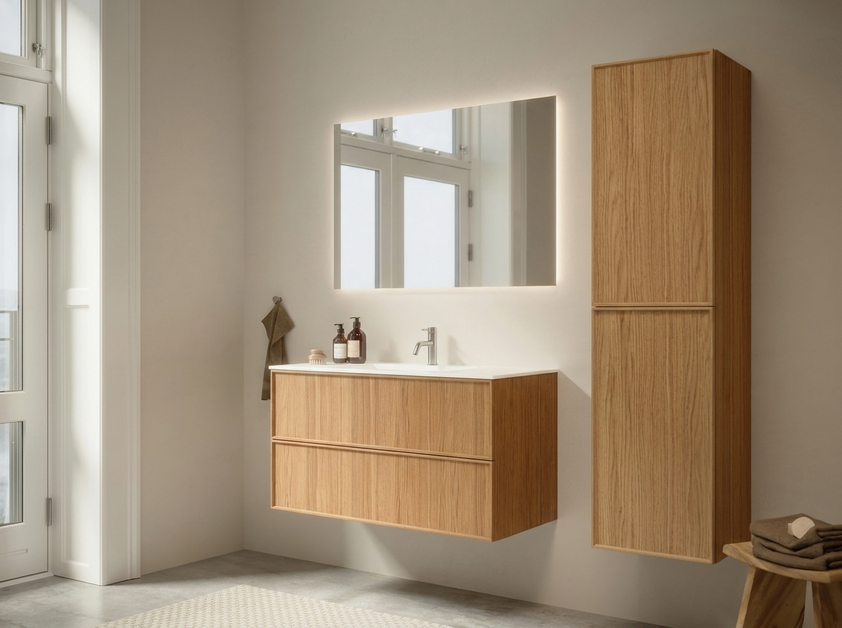 Shaker Badmøbel i Eg, 90 cm - Vask Center
