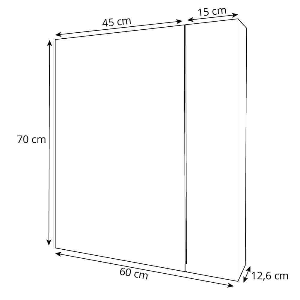 Spejlskab 60 cm stregtegning
