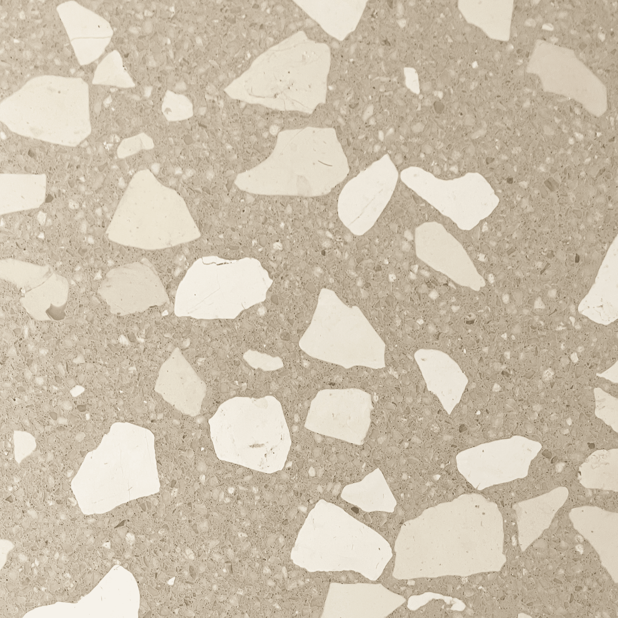 Terrazzo Raw 010 med lyse, beige sten Sokkelkant