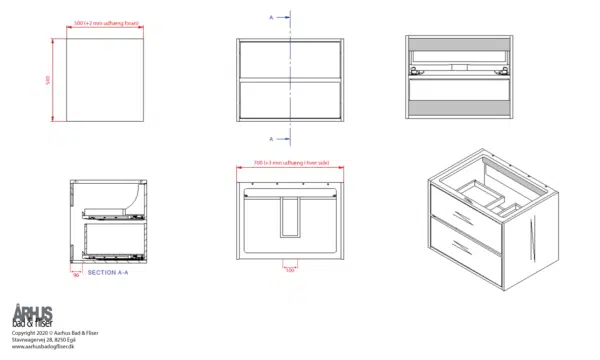 Stregtegning på snedker badmøbel 4901