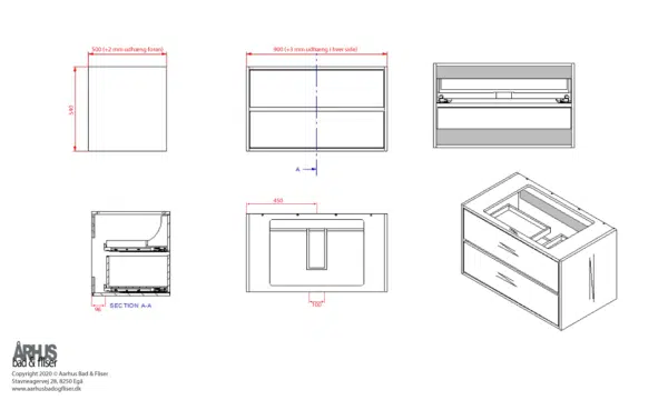 Stregtegning på snedker badmøbel 4902
