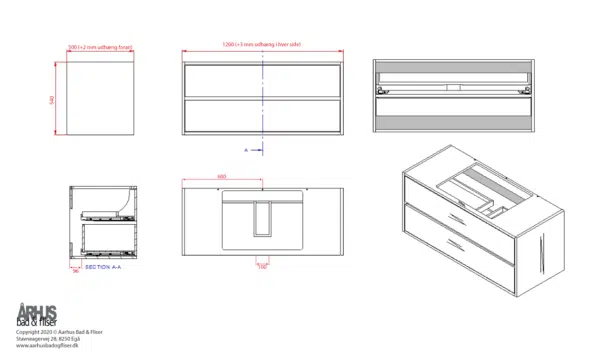 Stregtegning på snedker badmøbel 4903