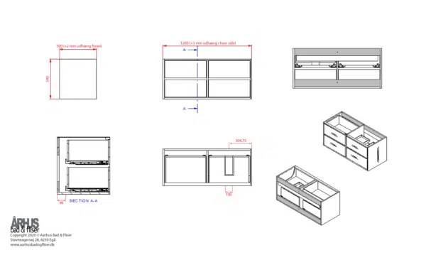 Stregtegning på snedker badmøbel 4905