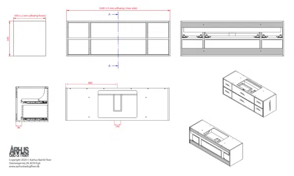Stregtegning på snedker badmøbel 4916