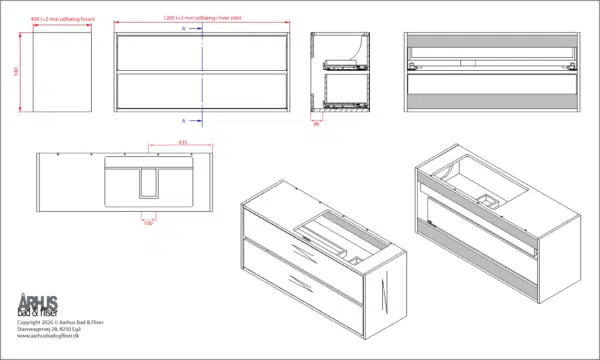 Stregtegning på snedker badmøbel 4951