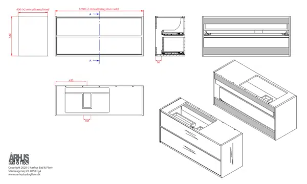 Stregtegning på snedker badmøbel 4952