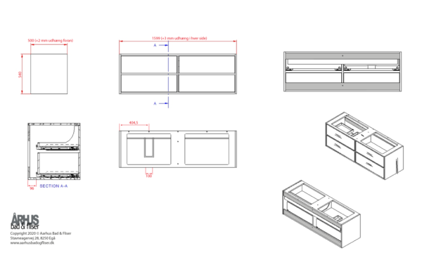 Stregtegning på snedker badmøbel 4907 og 4908